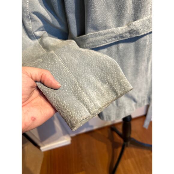 Powder Blue Suede Leather Jacket - Picture 4 of 7